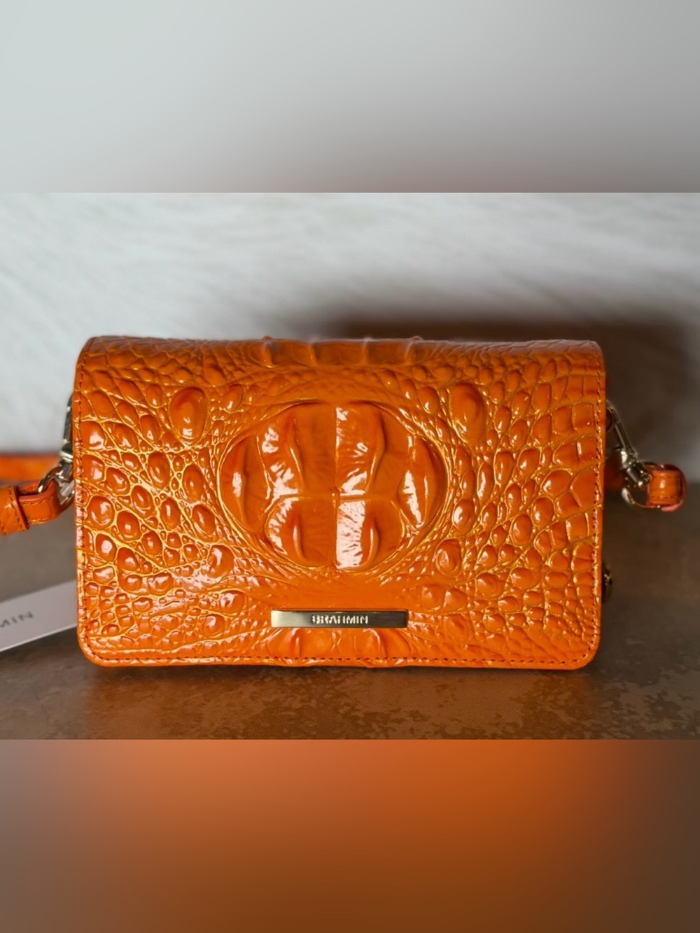 Brahmin Minuette Crossbody Bag Mango Orange Melbourne Leather BEAUTIFUL EYE NWT